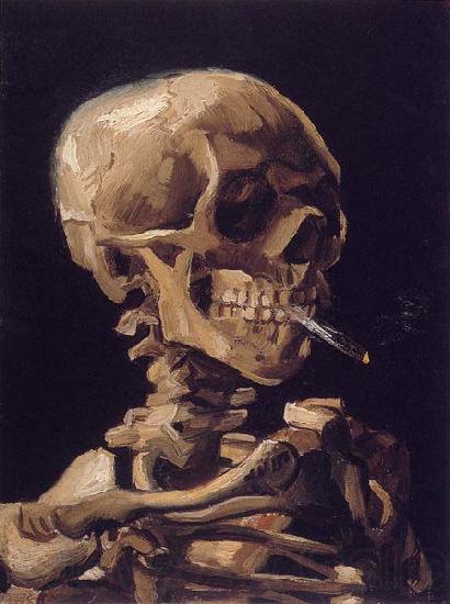 Vincent Van Gogh Skull of a Skeleton with Burning Cigarette France oil painting art